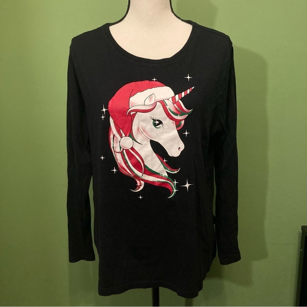 ❤️ 2 for $10 ❤️ Place Black Unicorn Long Sleeve Tee Shirt